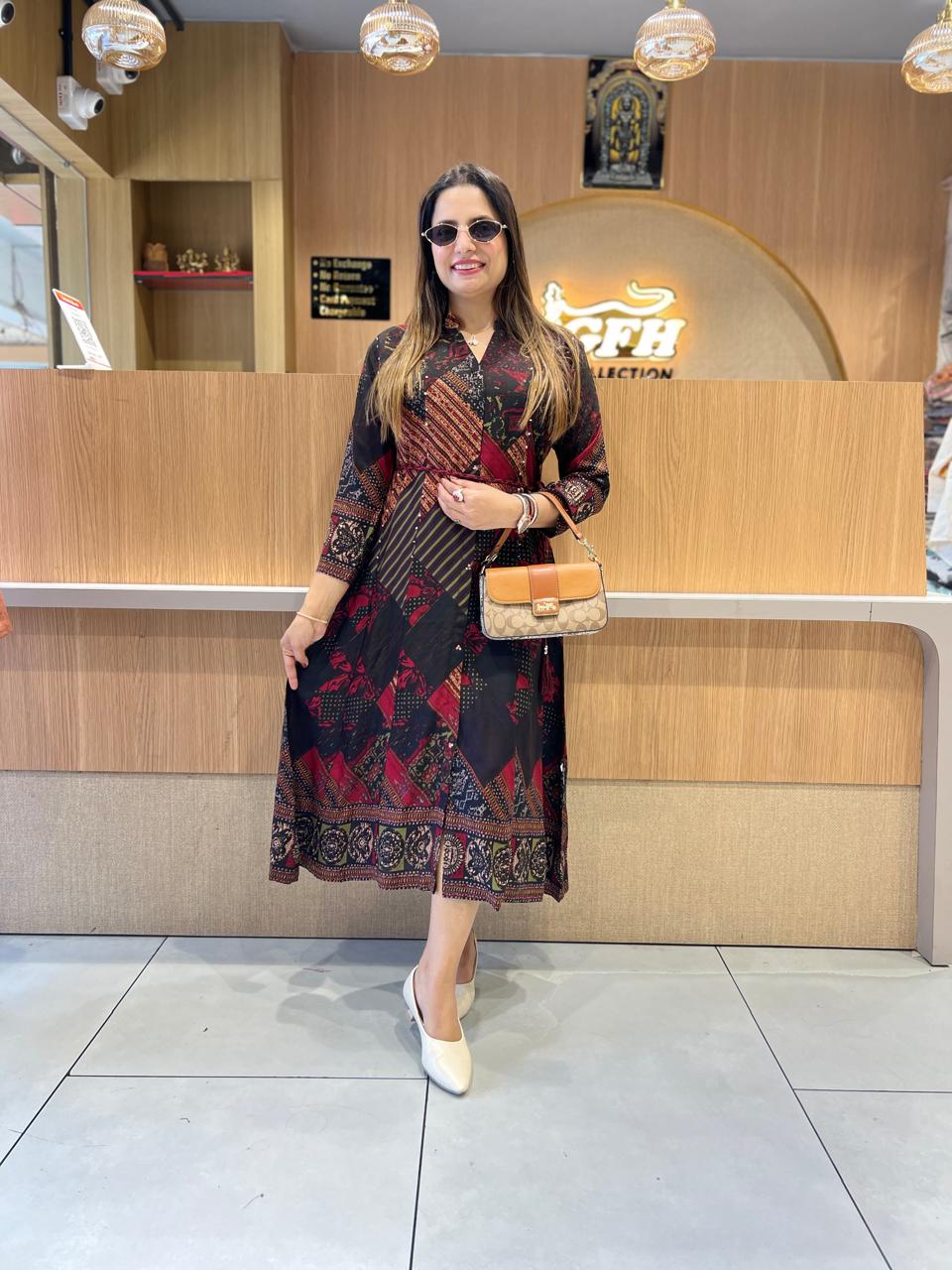 Pure German Rayon Black Midi