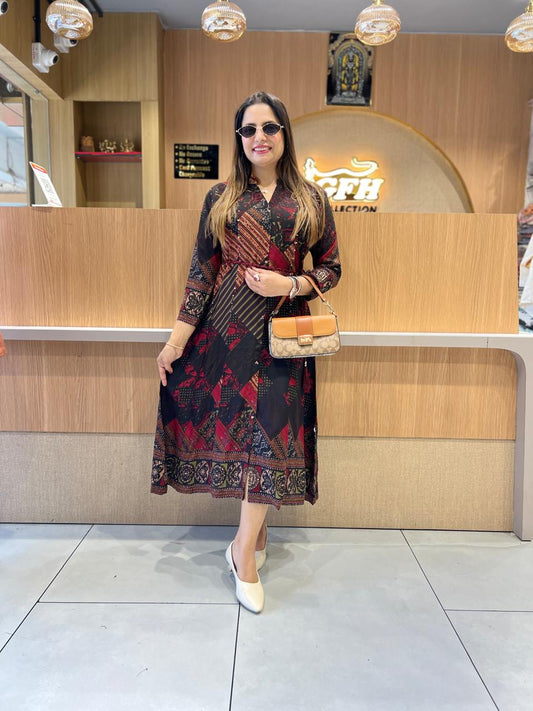 Pure German Rayon Black Midi