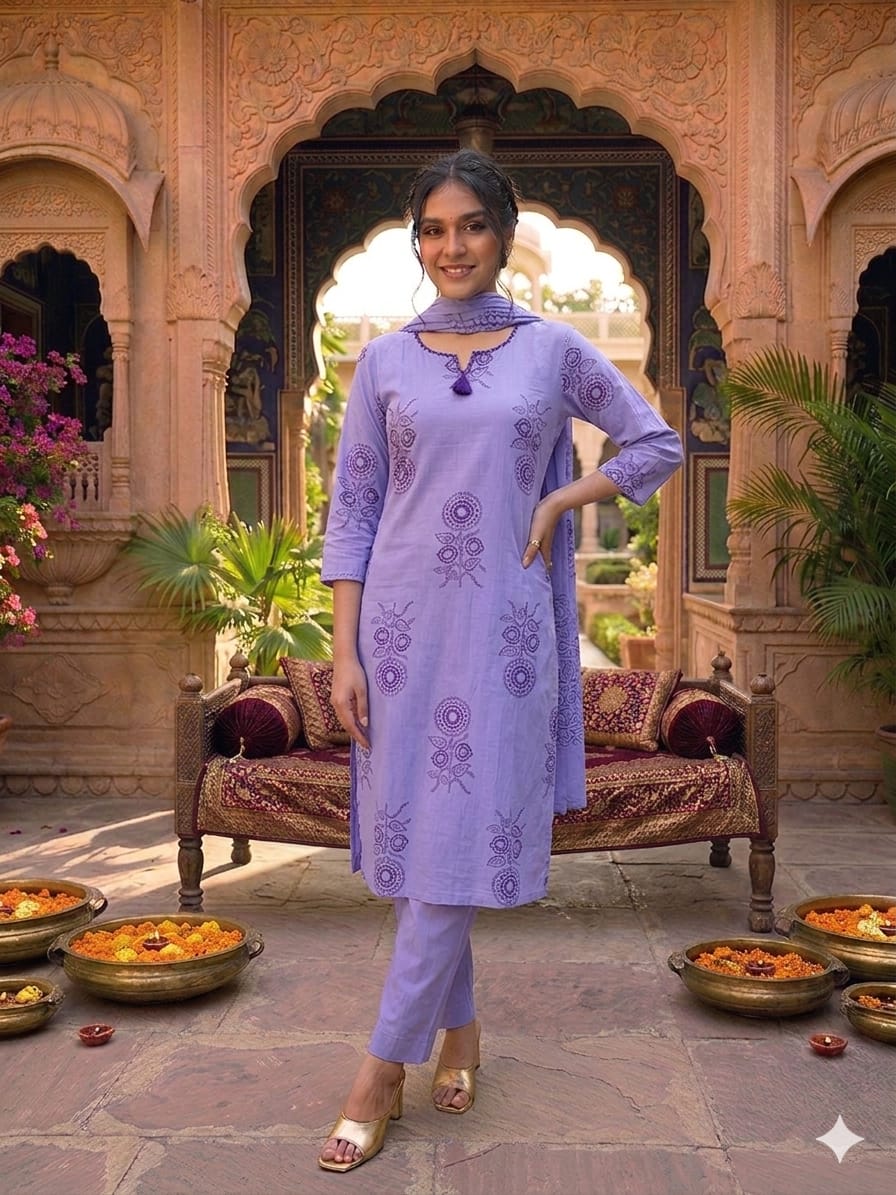 Pure Cotton Lylac Purple 3pc Set