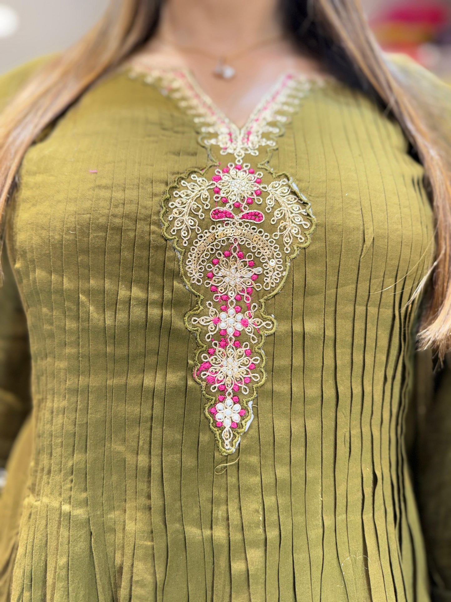 Pure Cotton Dark Mahendi Green 3pc Set