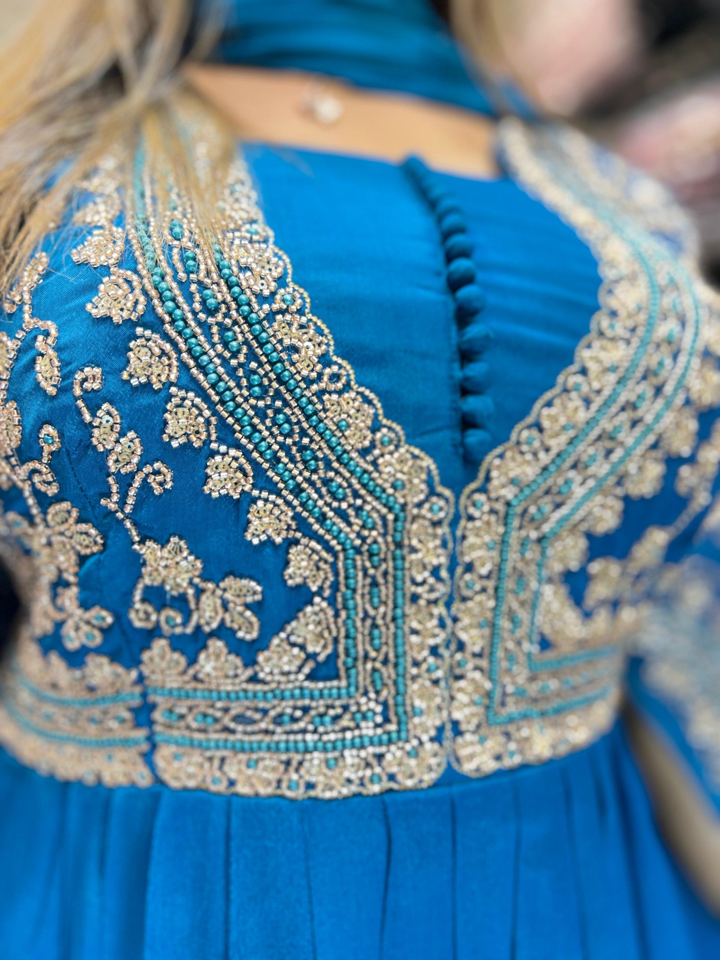 Pure Chinon Firozi Gown