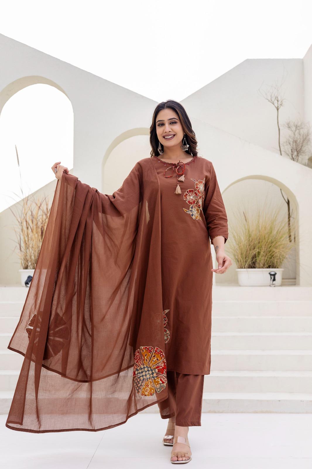 Pure Cotton Brown 3pc Set