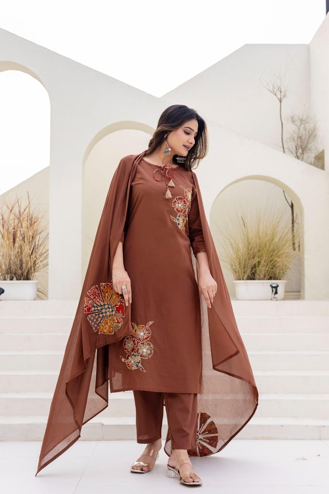 Pure Cotton Brown 3pc Set