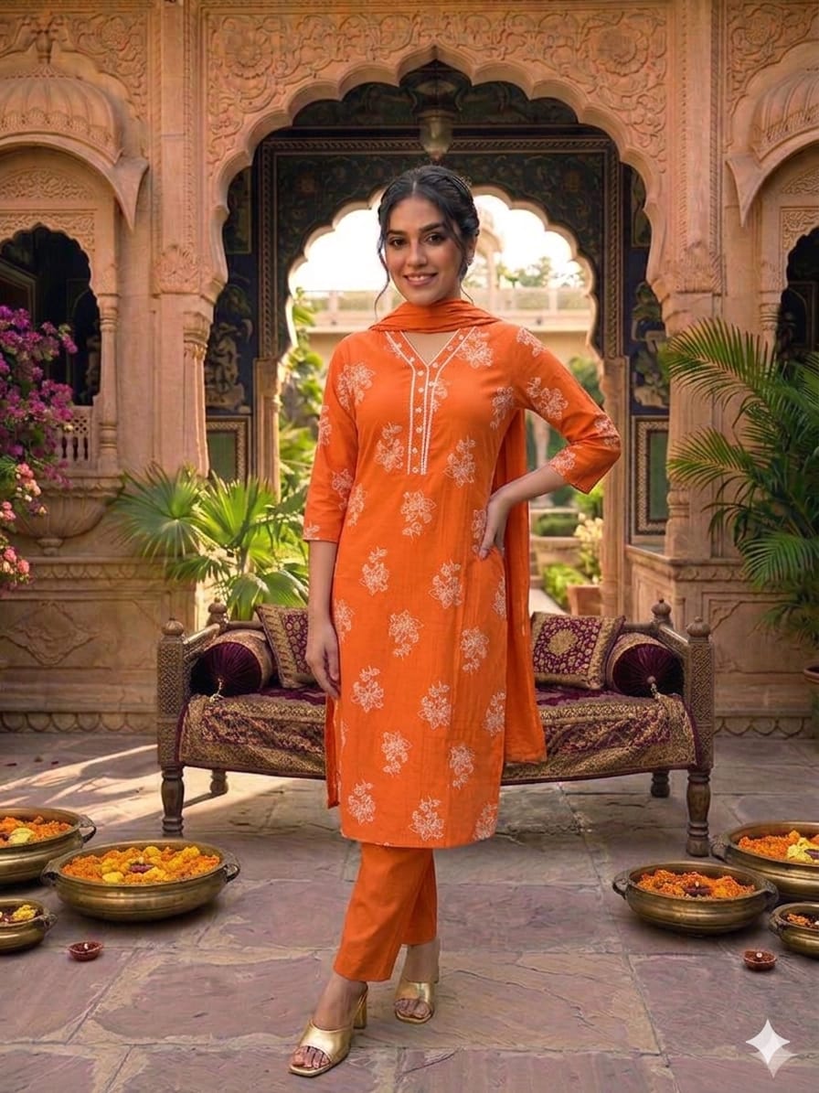 Pure Cotton Orange 3pc Set