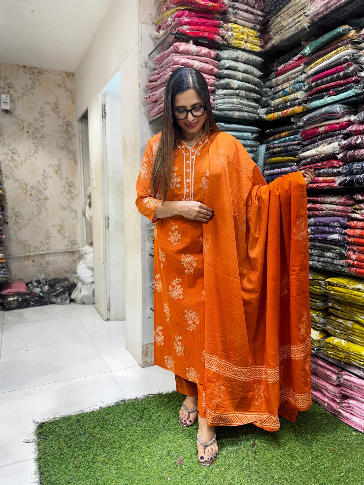 Pure Cotton Orange 3pc Set