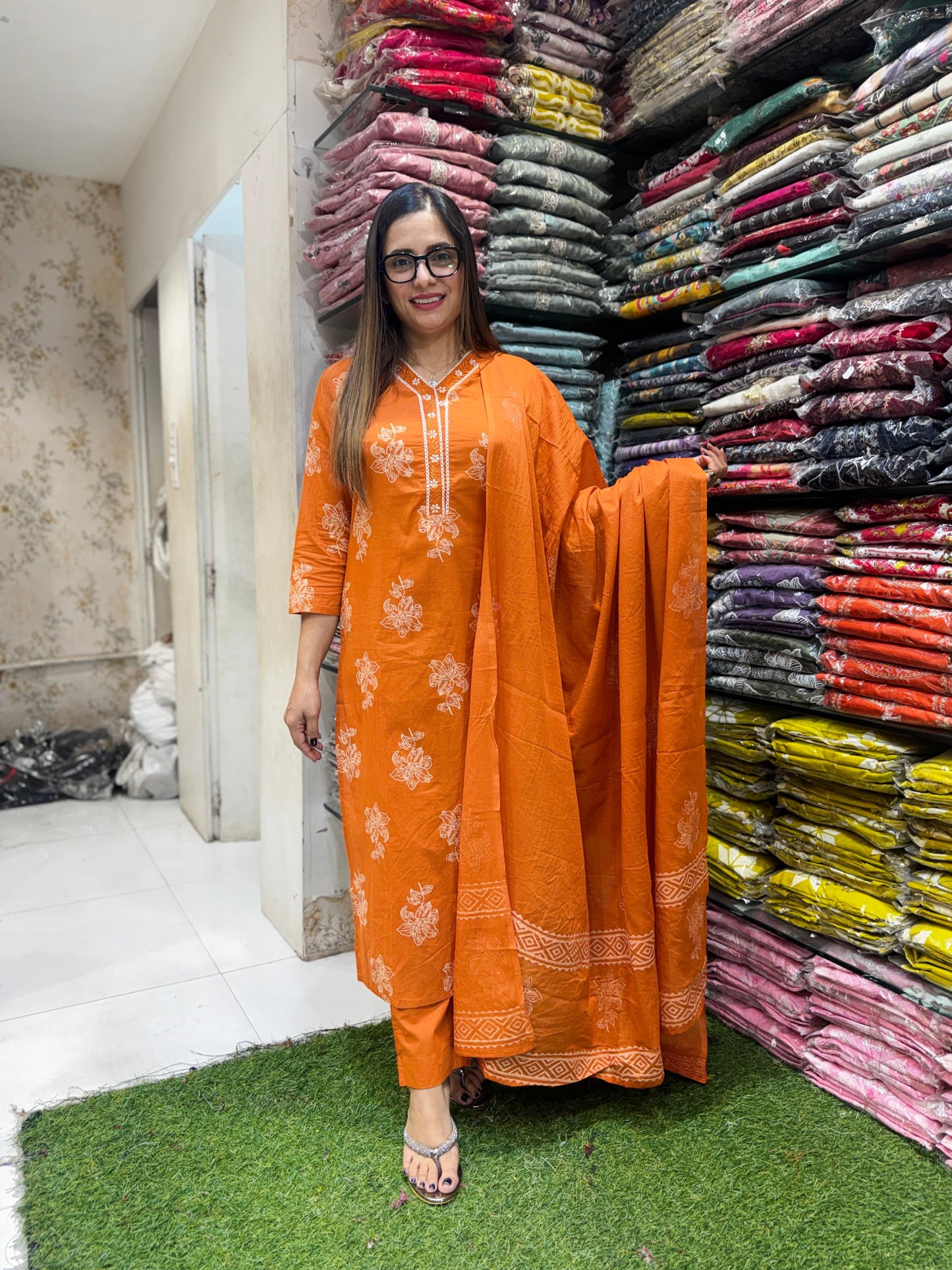 Pure Cotton Orange 3pc Set