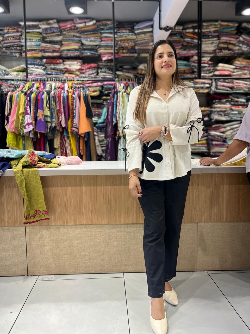 Pure Jute Cotton Off White Shirt