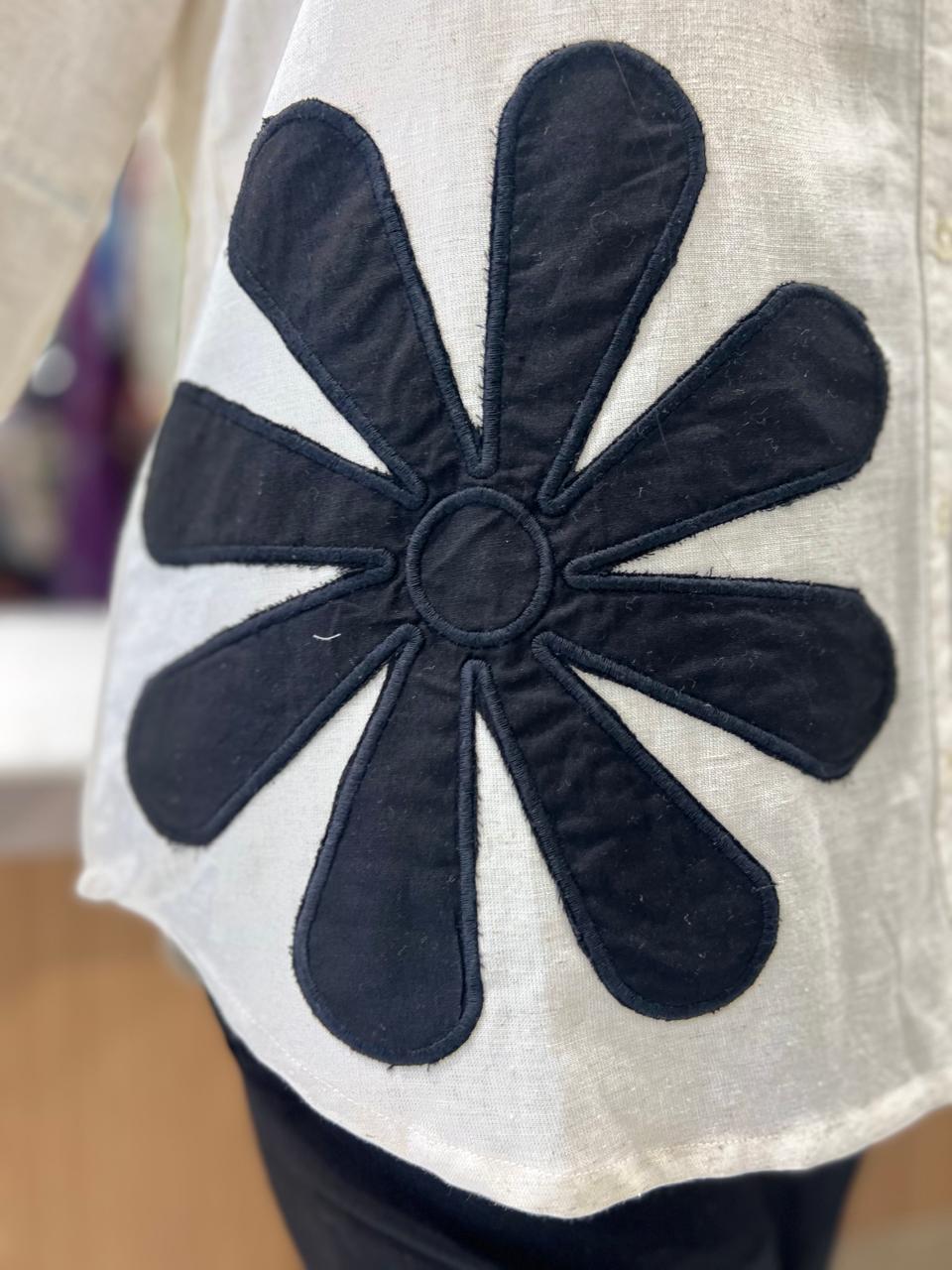 Pure Jute Cotton Off White Shirt