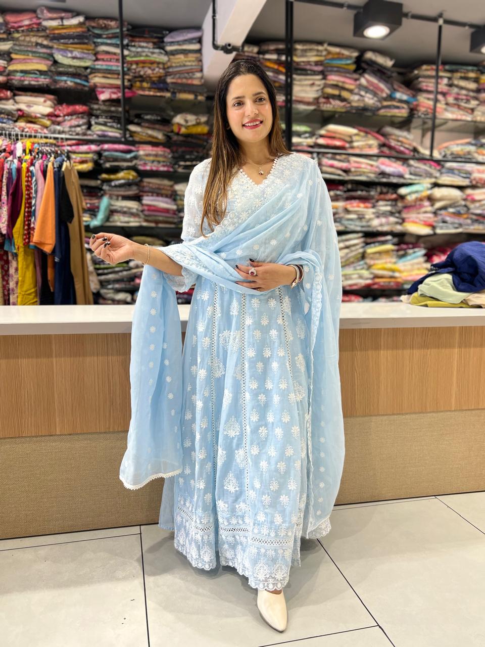 Pure Mull Cotton Sky Blue 3pc Set