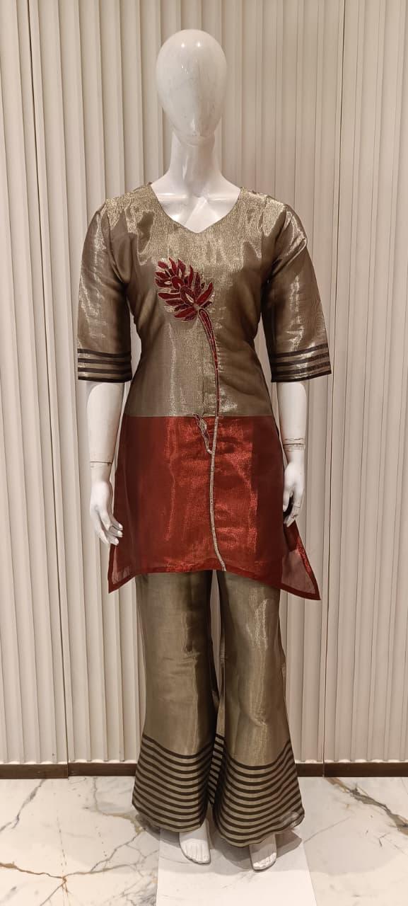 Pure Kanjiwaram Banarasi Copper 2pc Set