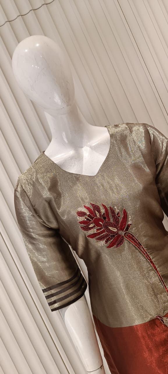 Pure Kanjiwaram Banarasi Copper 2pc Set