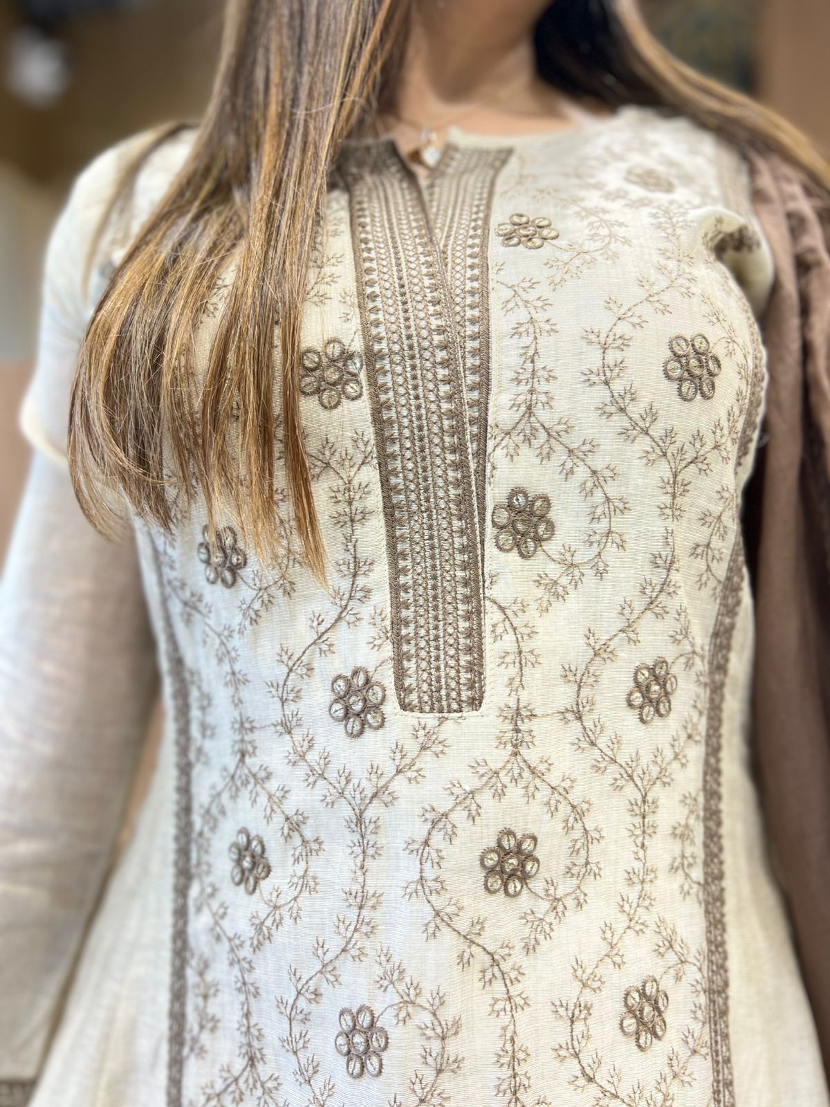 Pure Linen Silk Dusty Off White 3pc Set