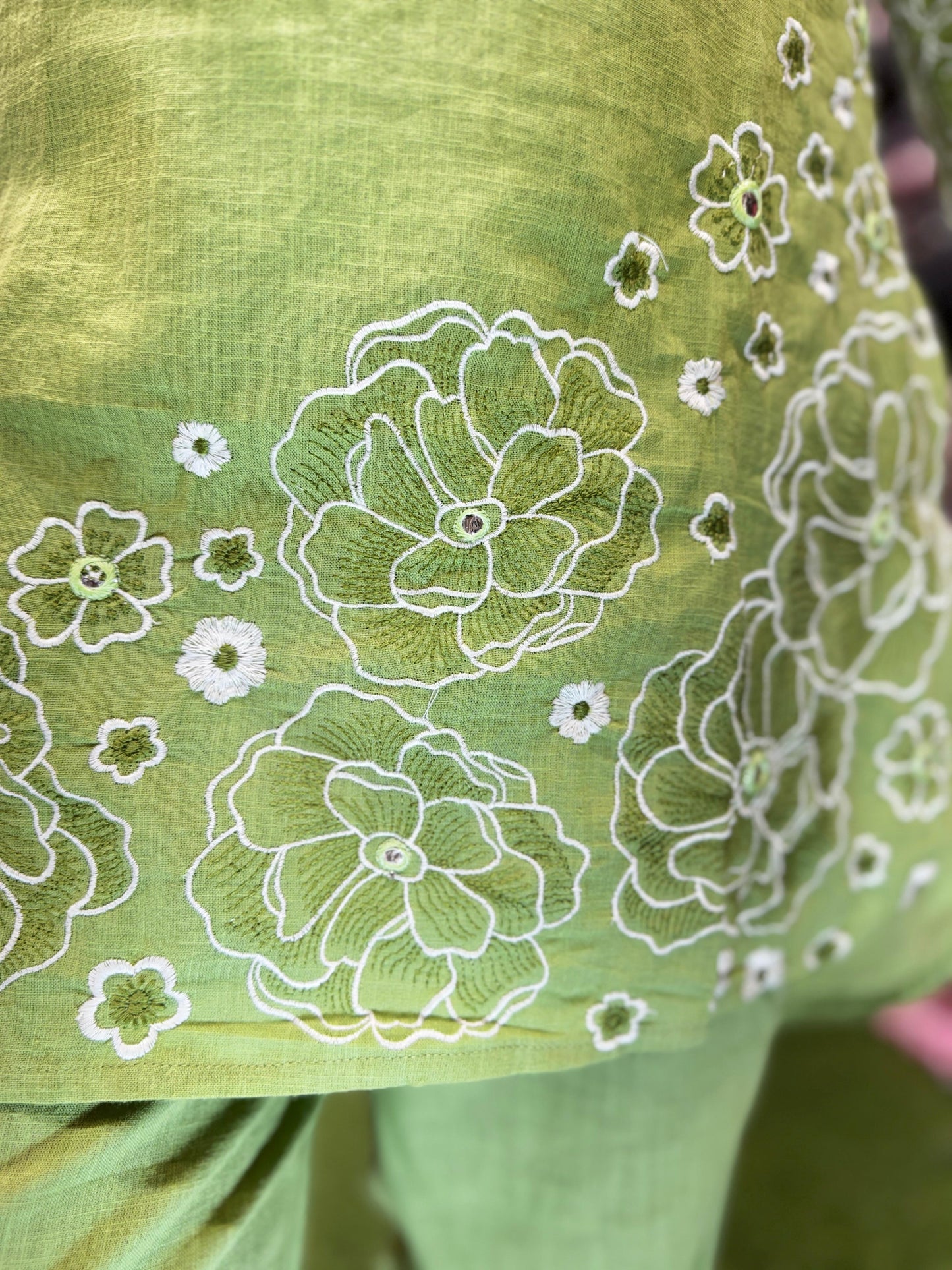 Pure Linen Cotton Green 2pc Set