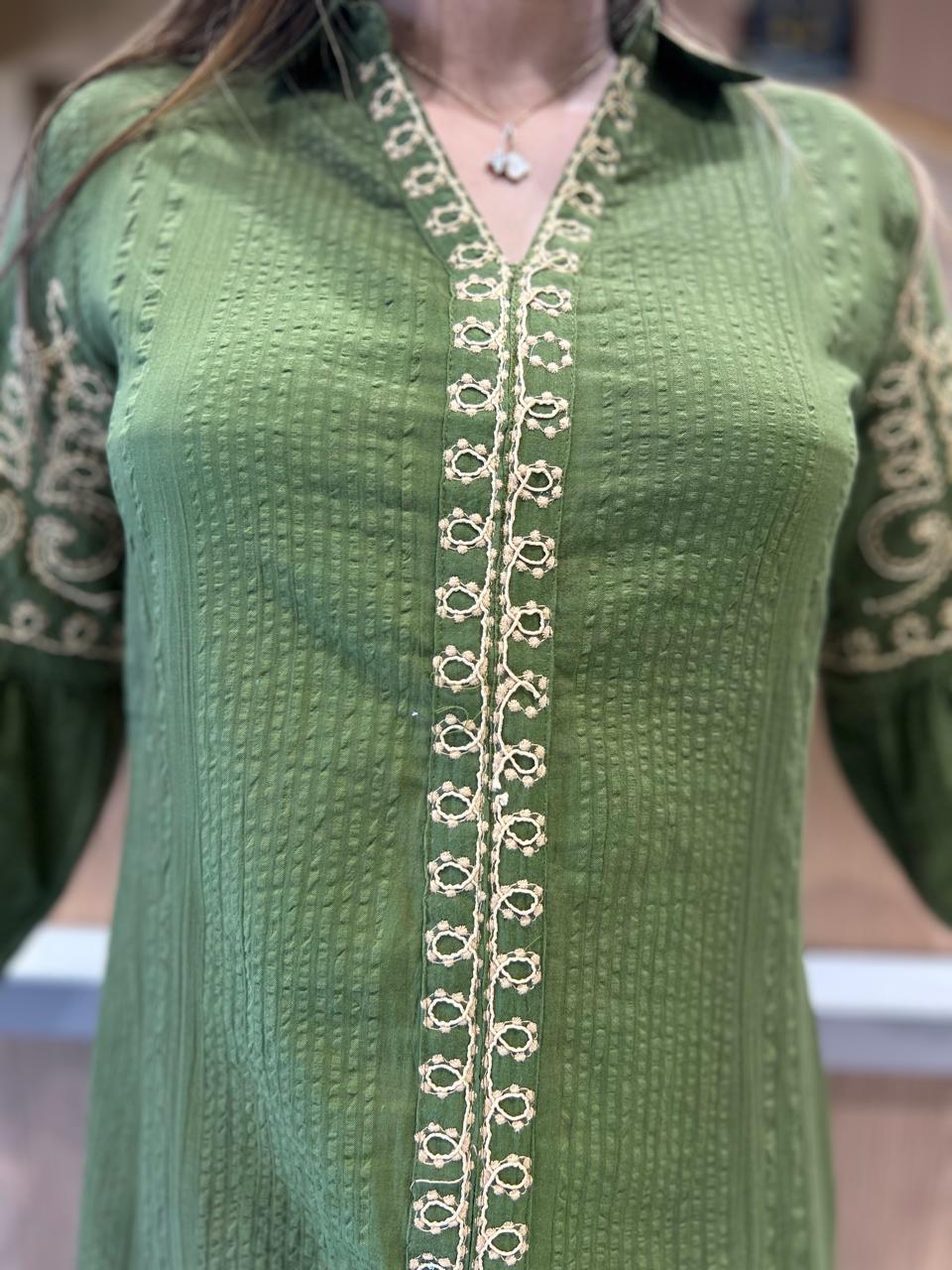 Pure Doby Cotton Green Midi
