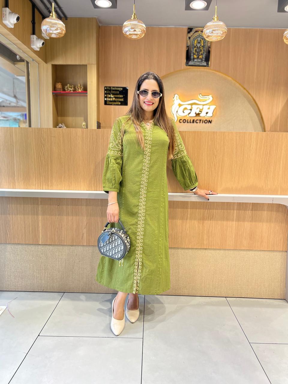 Pure Doby Cotton Green Midi