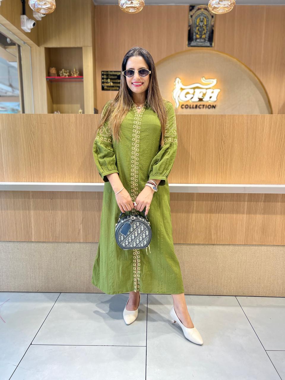 Pure Doby Cotton Green Midi