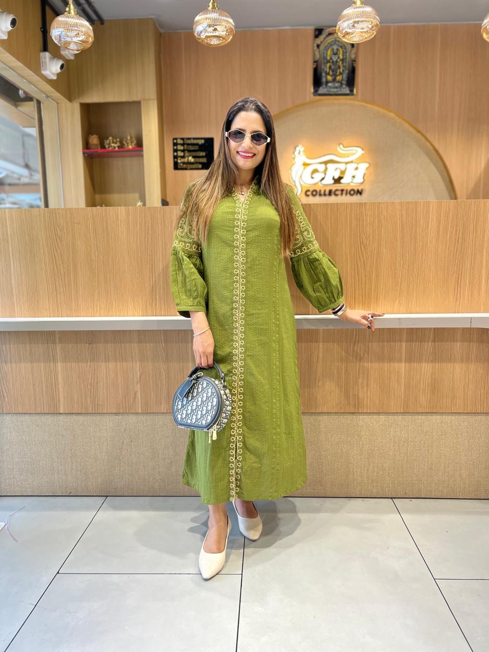 Pure Doby Cotton Green Midi