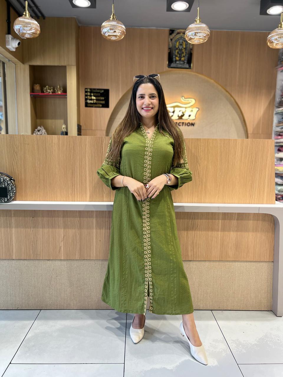 Pure Doby Cotton Green Midi