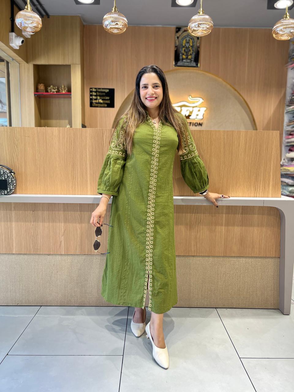 Pure Doby Cotton Green Midi