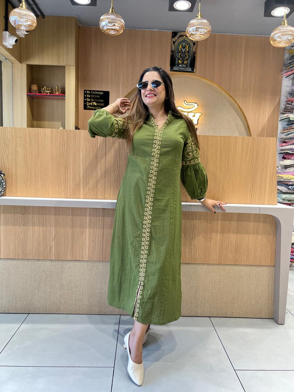 Pure Doby Cotton Green Midi