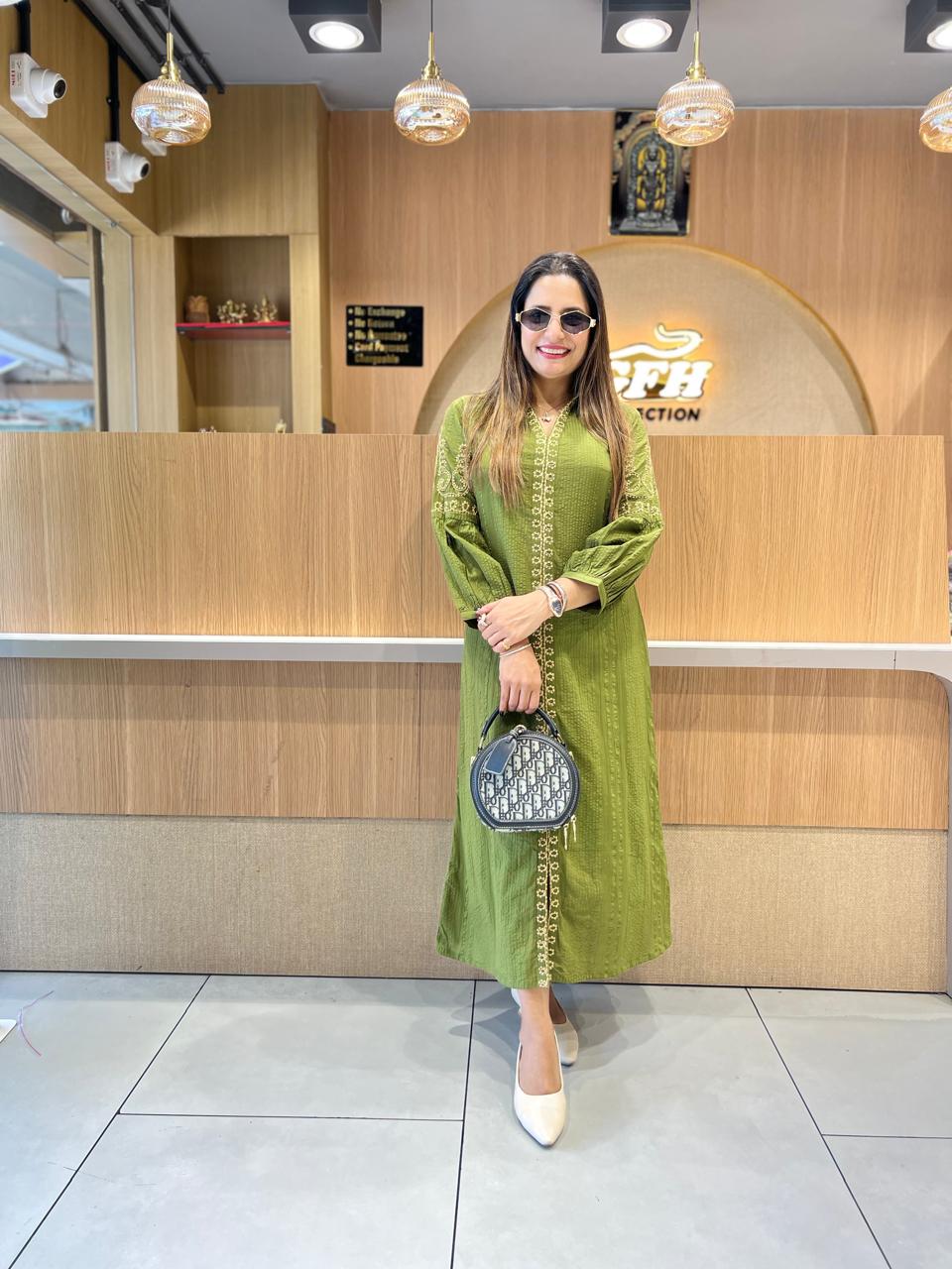 Pure Doby Cotton Green Midi