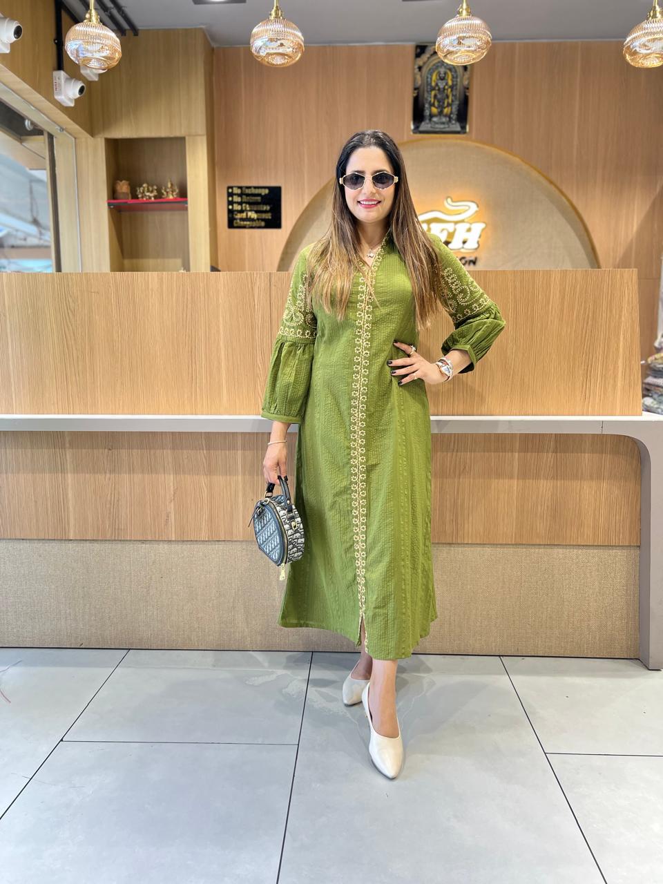 Pure Doby Cotton Green Midi
