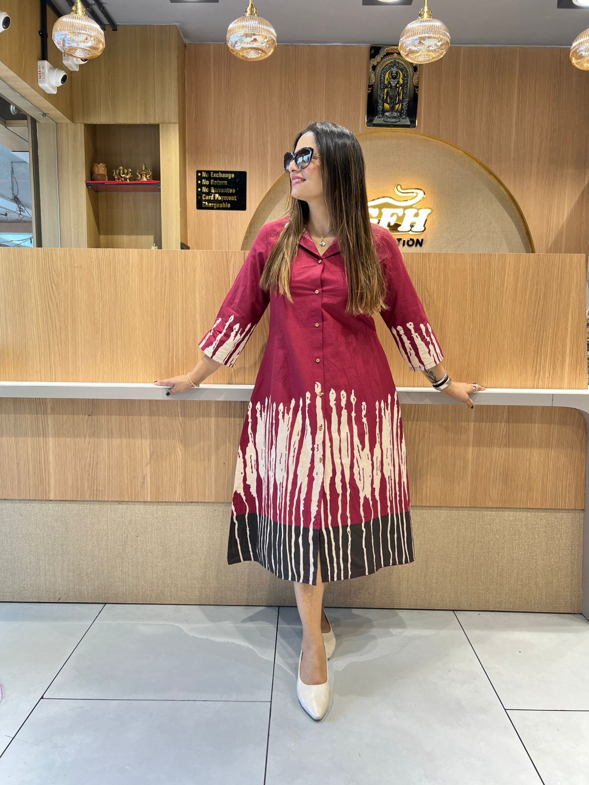 Pure Flex Cotton Maroon Midi