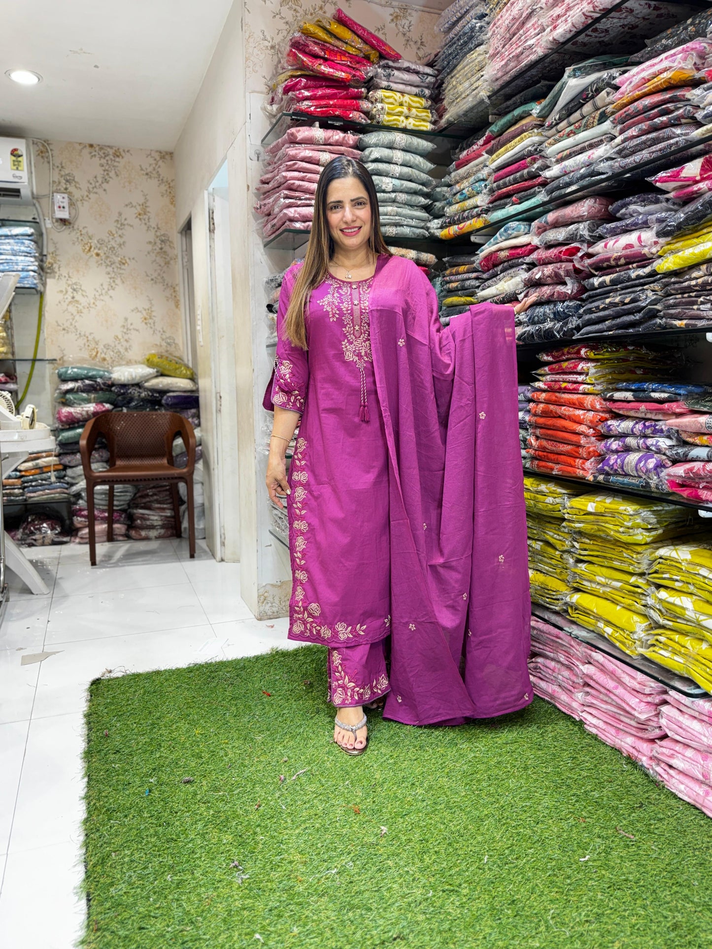 Pure Cotton Mazenta 3pc Set