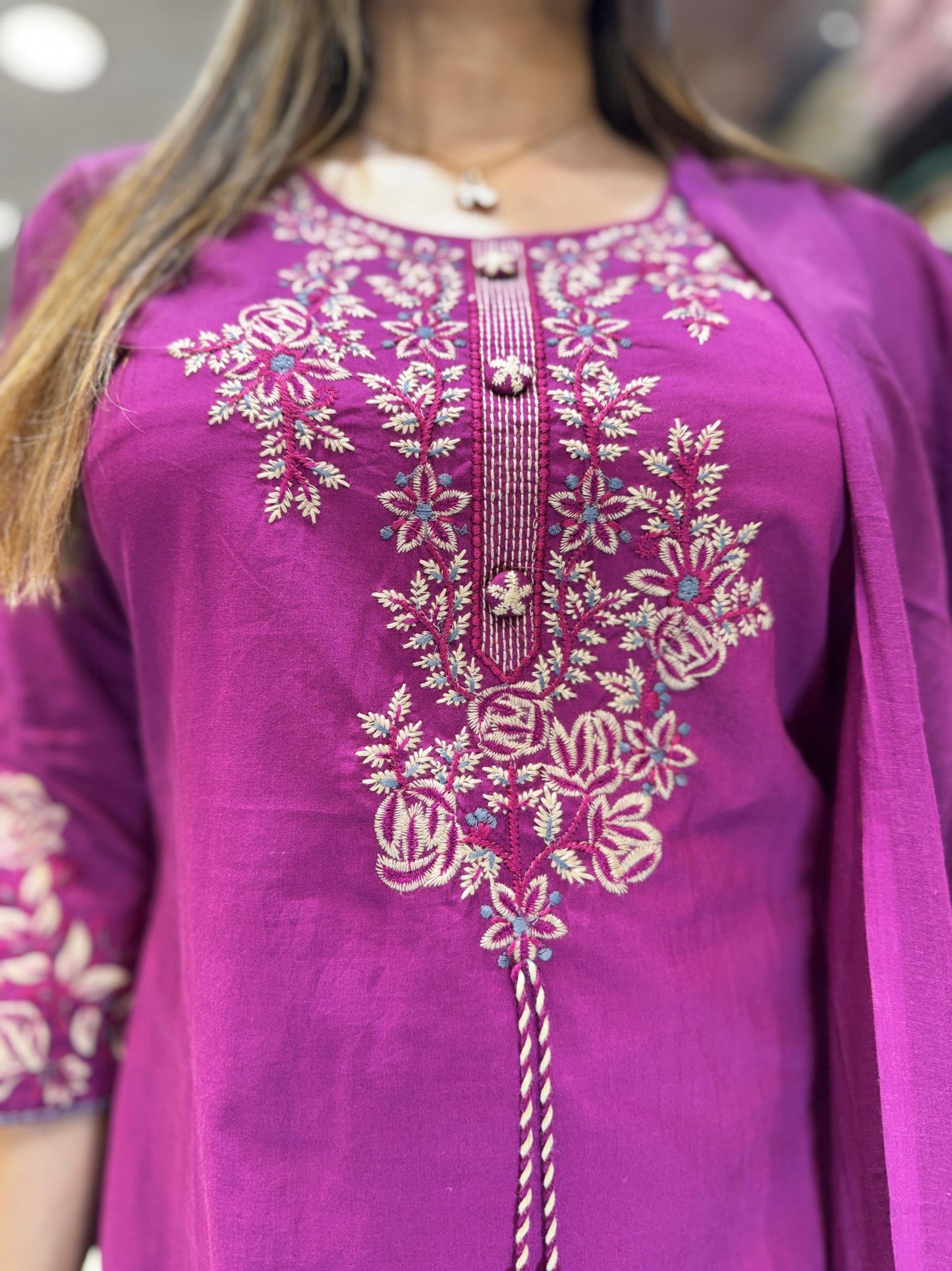 Pure Cotton Mazenta 3pc Set