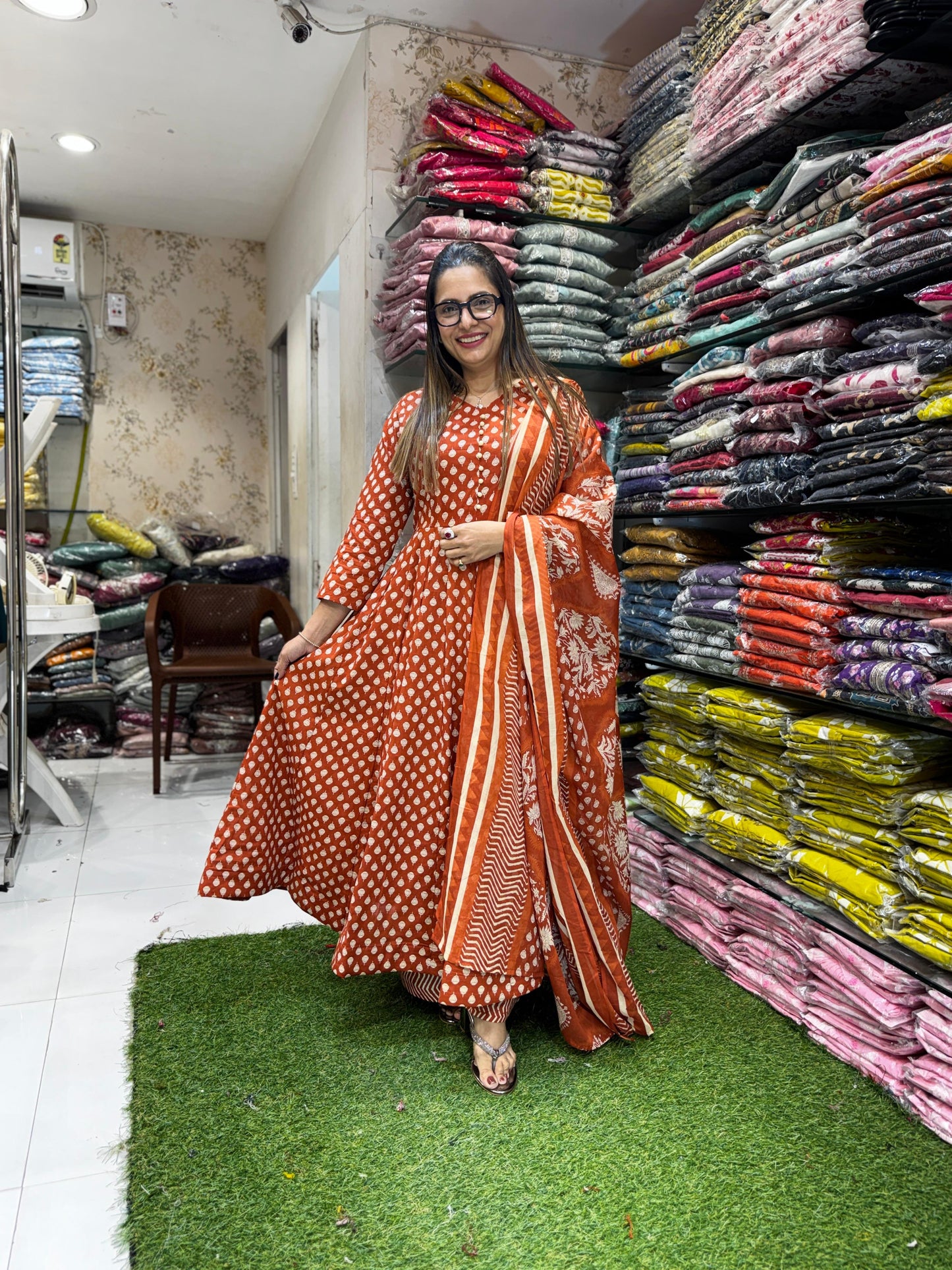 Pure Cotton Rust Orange 3pc Set
