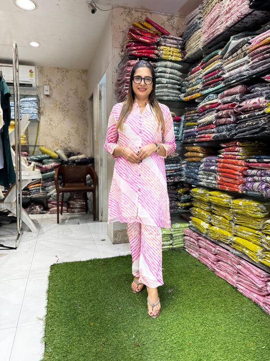 Pure Marbal Siffon Pink 2pc Set