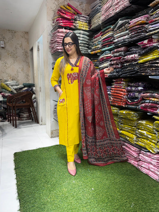 Pure Slub Cotton Yellow 3pc Set