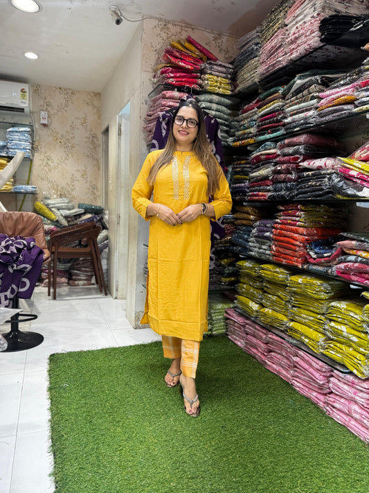 Pure Muslin Yellow 2pc Set