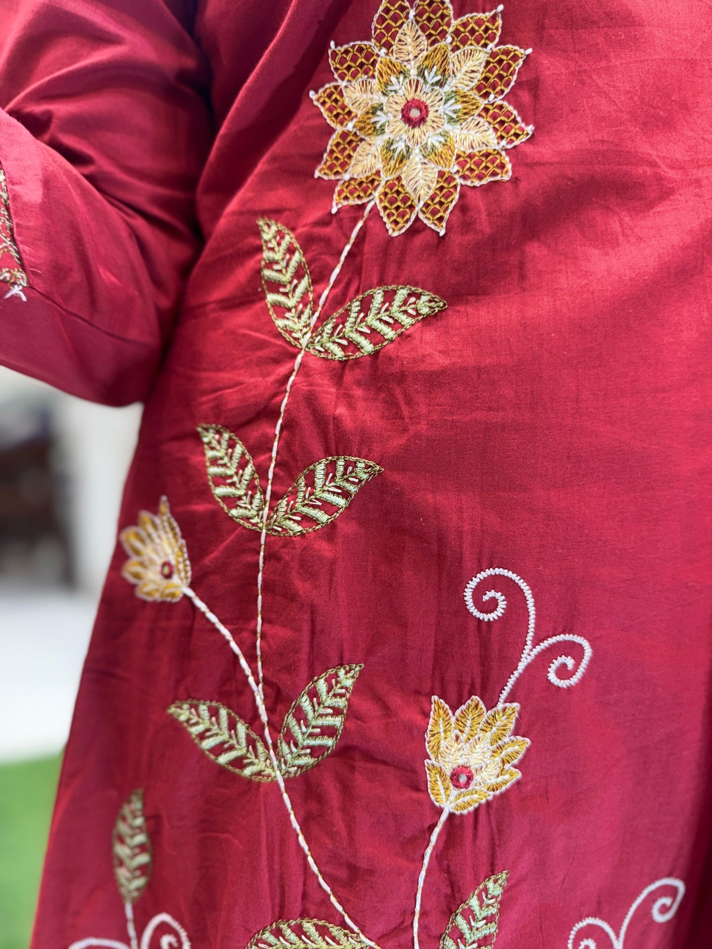 Pure Cotton Maroon 3pc Set
