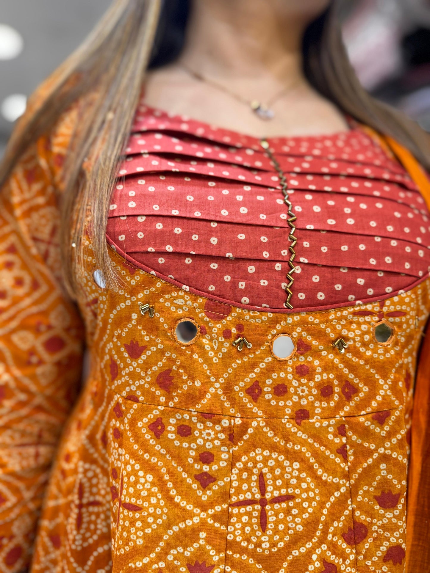 Pure Cotton Anarkali Orange 3pc Set