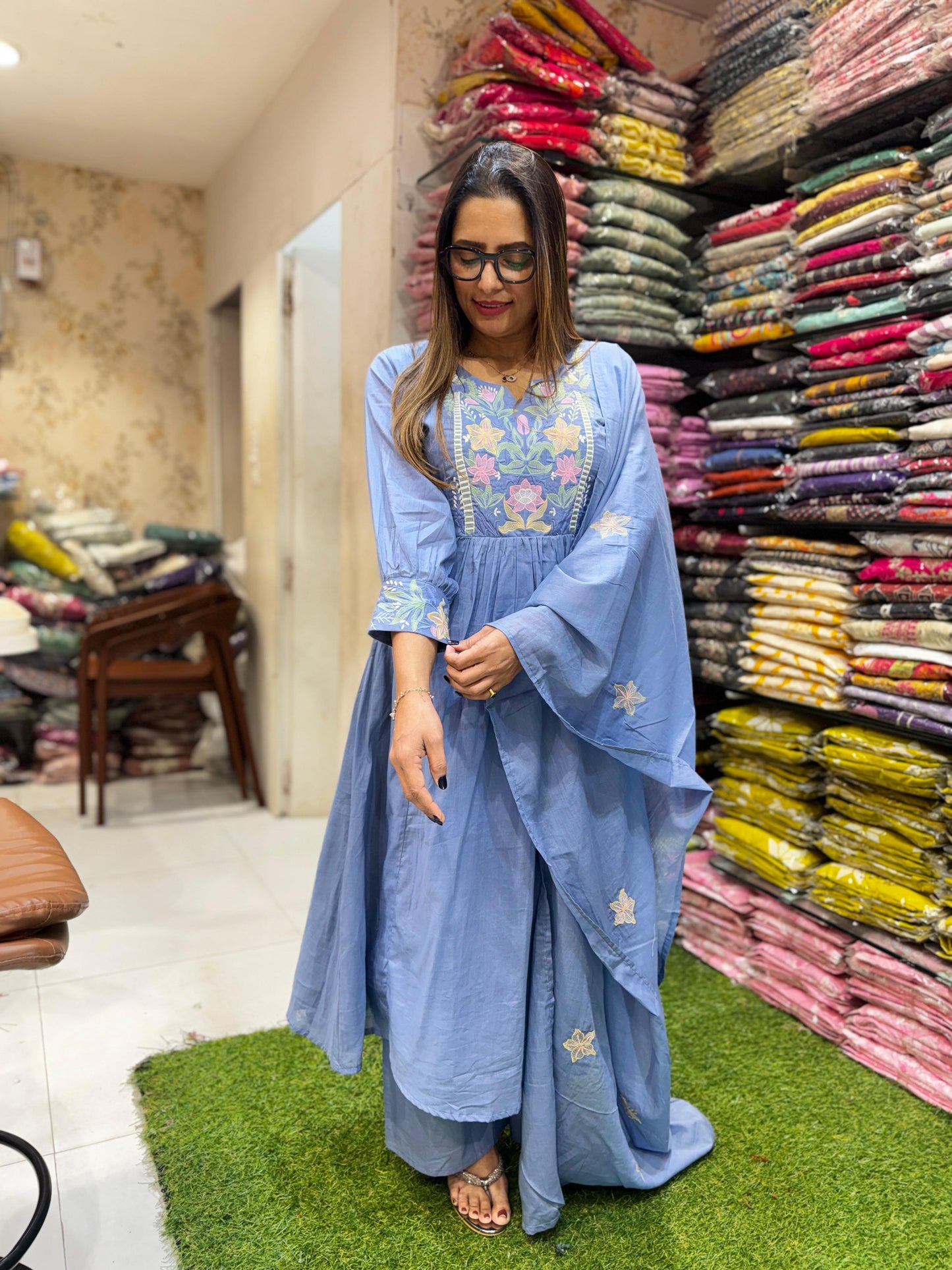 Pure Mull Cotton Blue 3pc Set