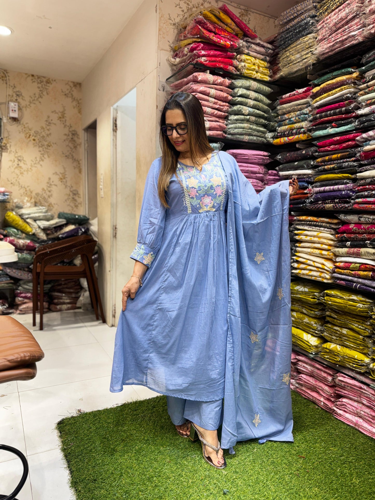 Pure Mull Cotton Blue 3pc Set