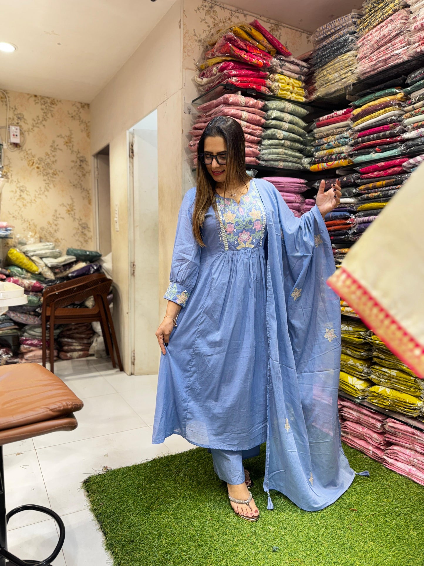 Pure Mull Cotton Blue 3pc Set