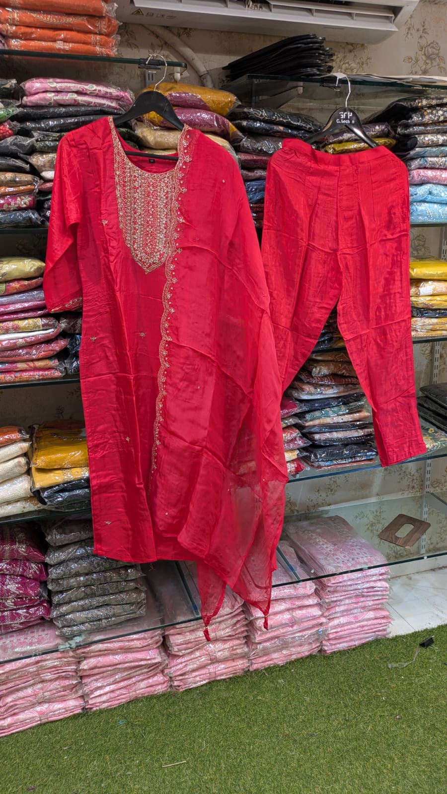 Pure Dola Silk Carrot Pink 3pc Set