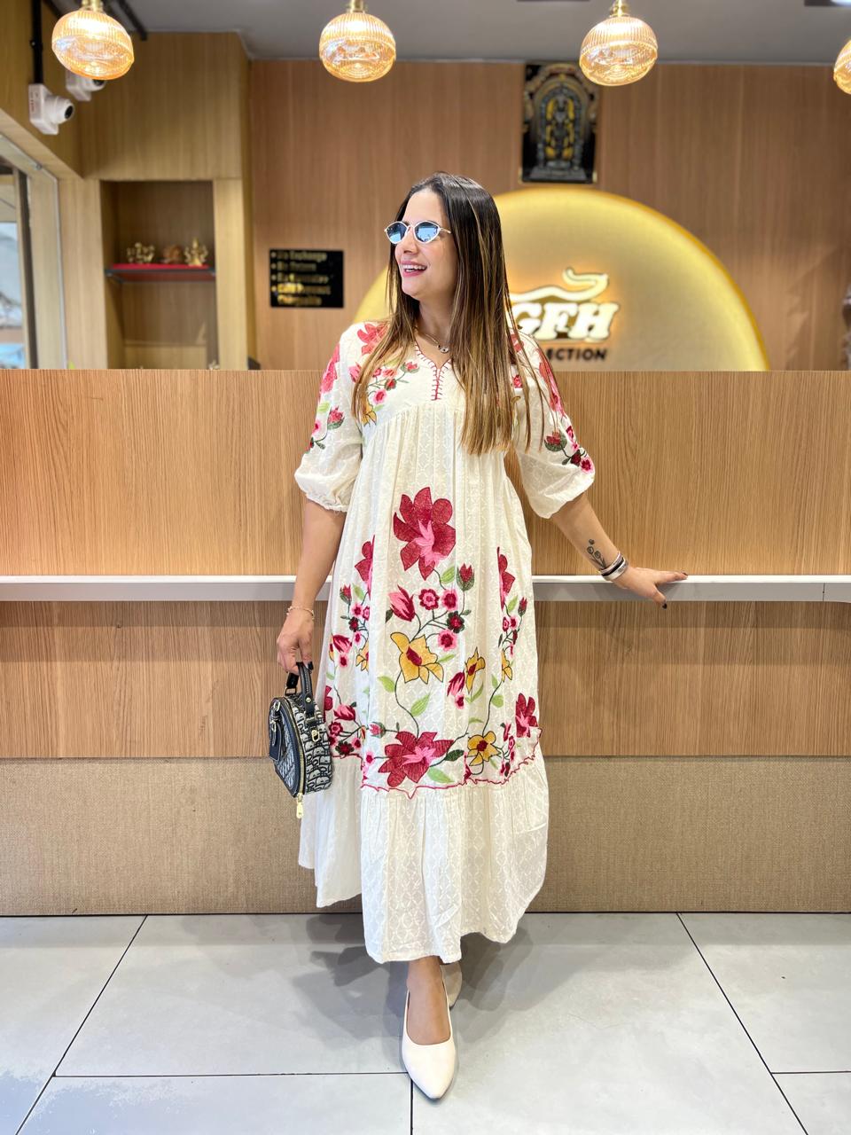 Pure Doby Cotton Off White Midi
