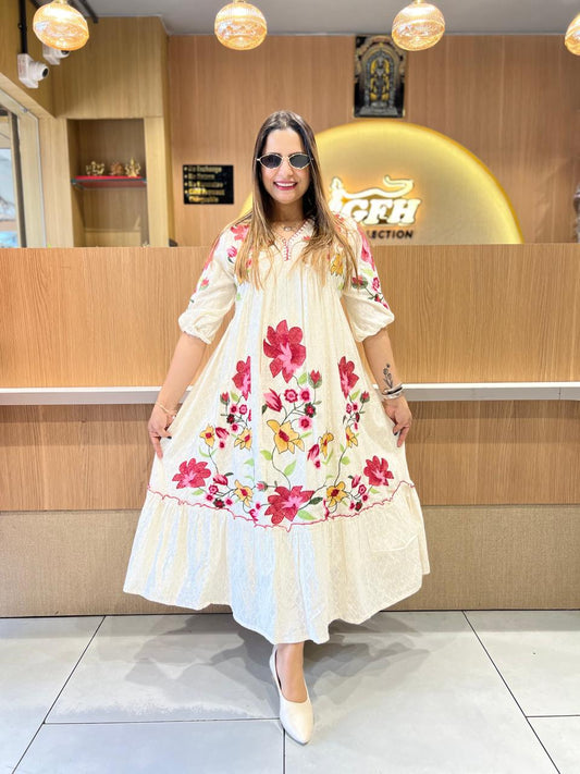 Pure Doby Cotton Off White Midi