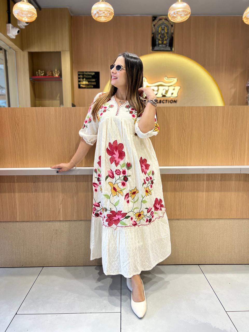 Pure Doby Cotton Off White Midi