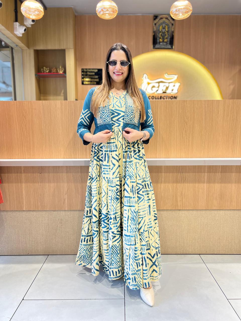Pure Cotton Blue Midi With Jacket