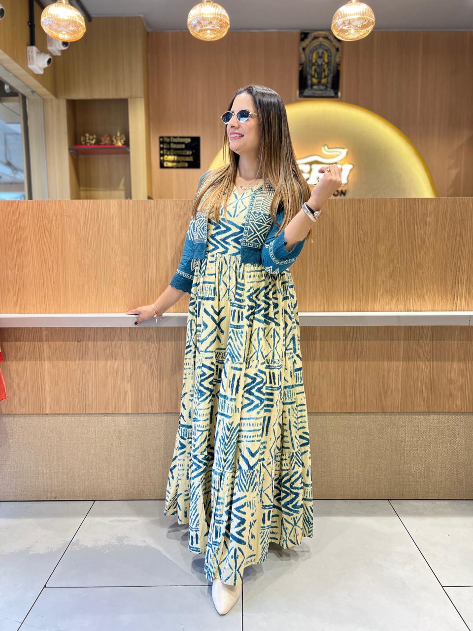 Pure Cotton Blue Midi With Jacket