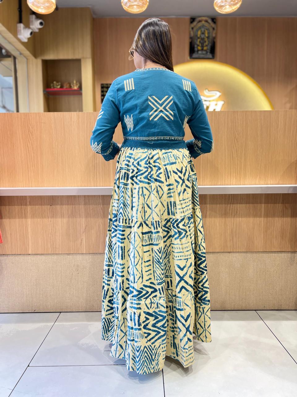 Pure Cotton Blue Midi With Jacket