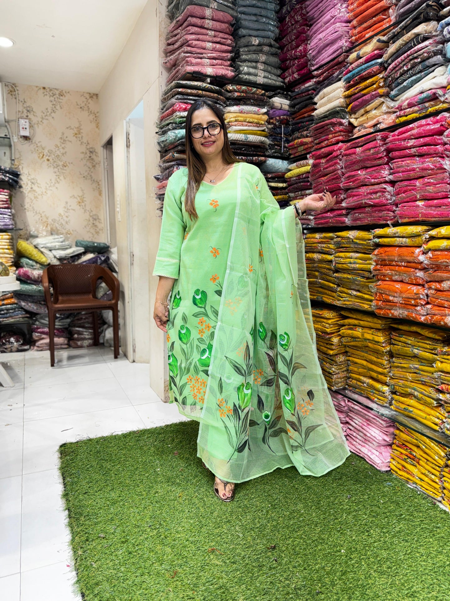 Pure Kota Doria Green 3pc Set