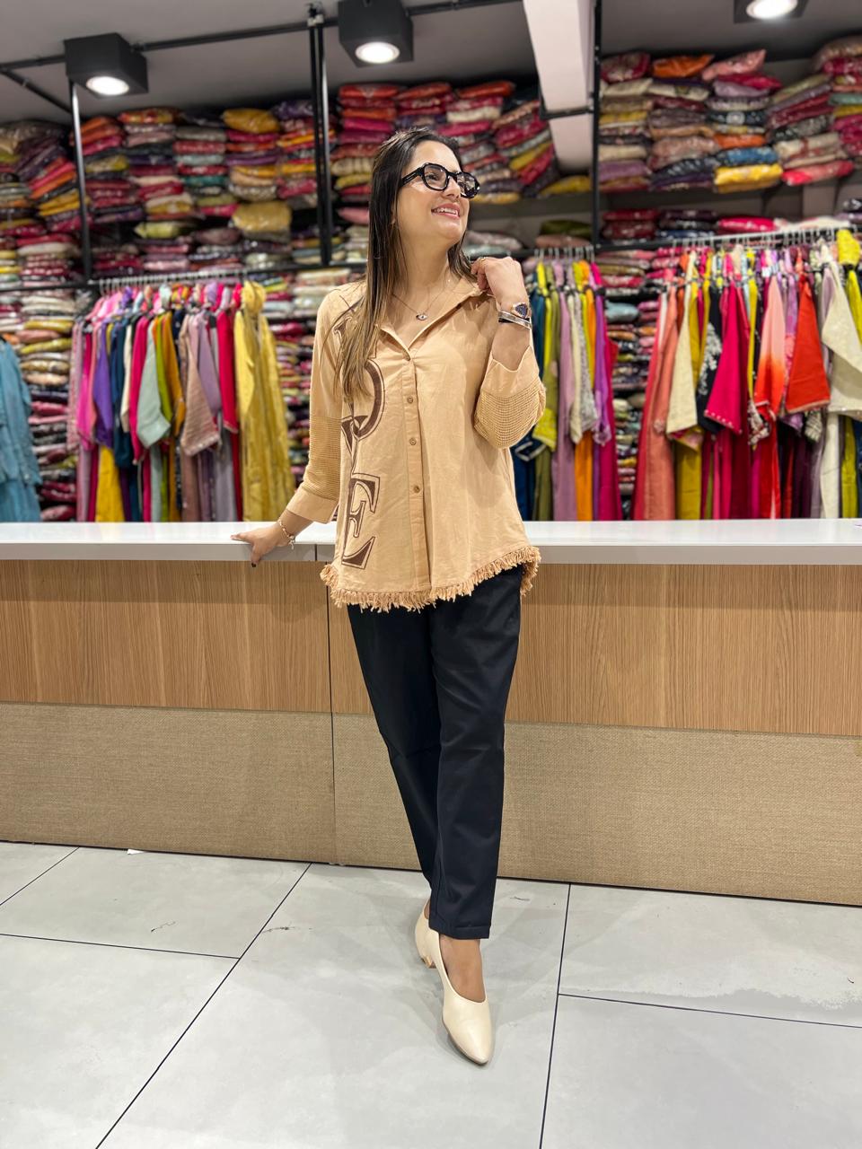 Pure Linen Cotton Brown Shirt