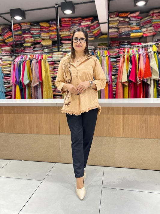 Pure Linen Cotton Brown Shirt