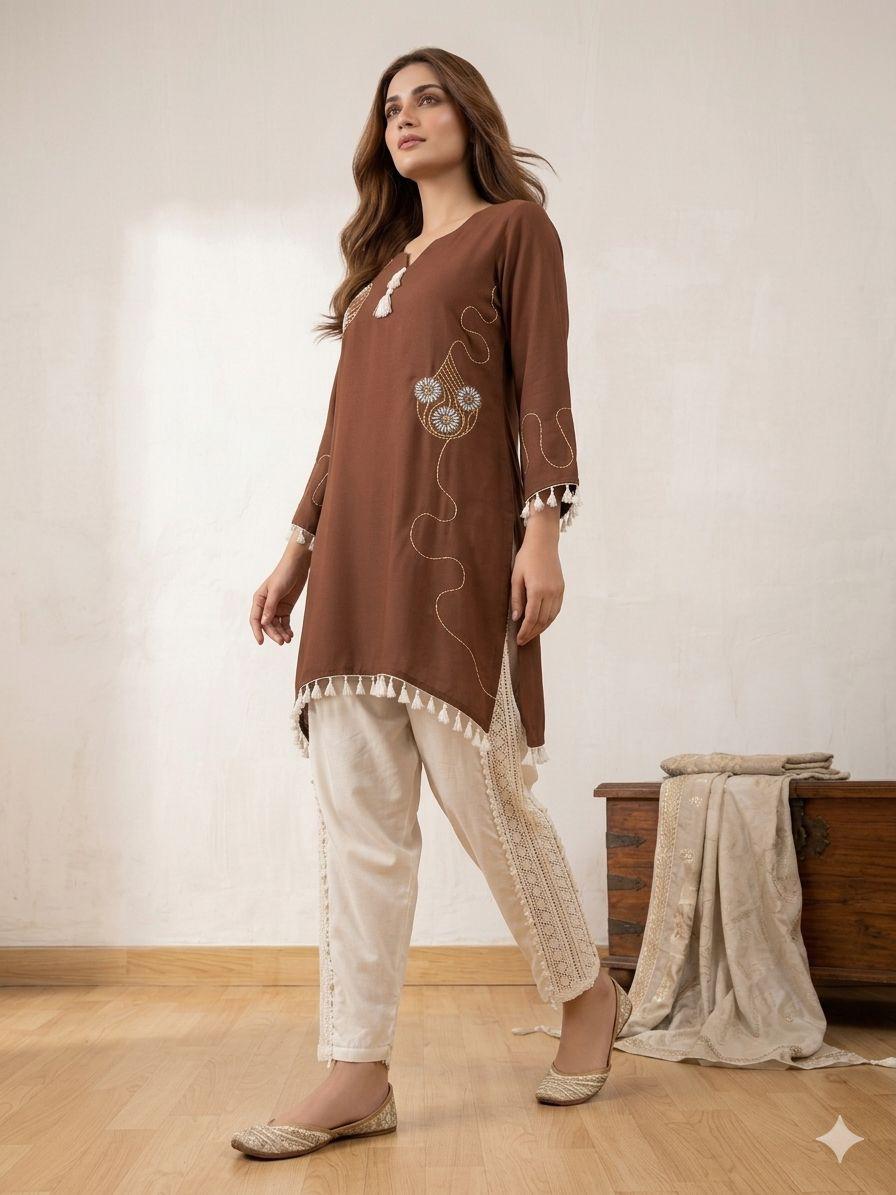 Pure German Rayon Brown 2pc Set
