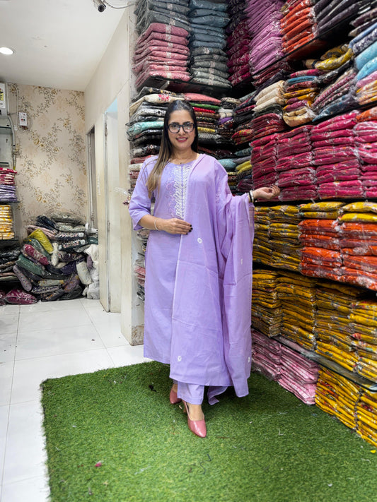 Pure Cotton Lylac Purple 3pc Set